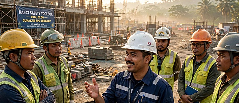 Safety briefing rutin sebelum memulai pekerjaan
